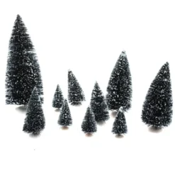 ACCESSOIRE VILLAGE DE NOEL 10 SAPINS VERT
