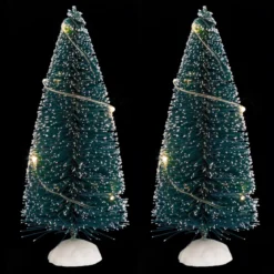 ACCESSOIRE VILLAGE SAPIN LED BLANC X2 PIECES 15CM
