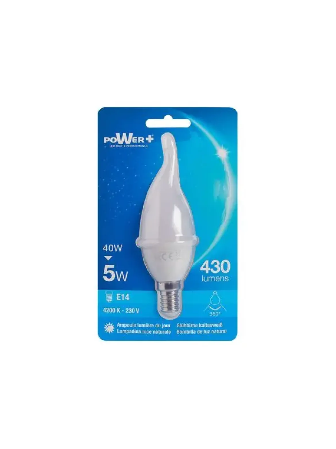 AMP.LED E14 5W 40W FLAMME LIC