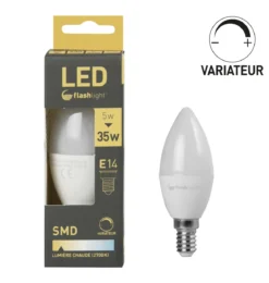 AMPOULE LED BOUGIE E14 5W AVEC VARIATEUR