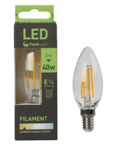 AMPOULE LED 4 FILAMENTS BOUGIE E14 4W