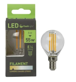 AMPOULE LED 4 FILAMENTS BOULE E14 6W