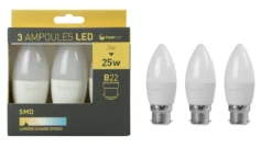 3 AMPOULES LED BOUGIE B22 3W