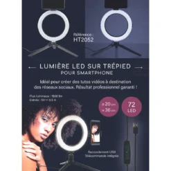 ANNEAU LED TREPIED POUR PHOTOS ET VIDEOS