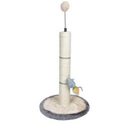 ARBRE A CHATON AVEC JOUETS 46CM ECRU GRIS