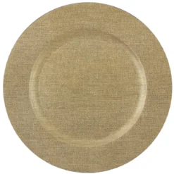 ASSIETTE DE PRESENTATION EN PLASTIQUE BROSSE JAUNE OR 33CM