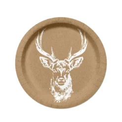 ASSIETTE RONDE CERF KRAFT D.23CM X6 PIECES
