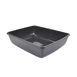 BAC A LITIERE PLASTIQUE SANS BORD ANTHRACITE D.46X36X12CM