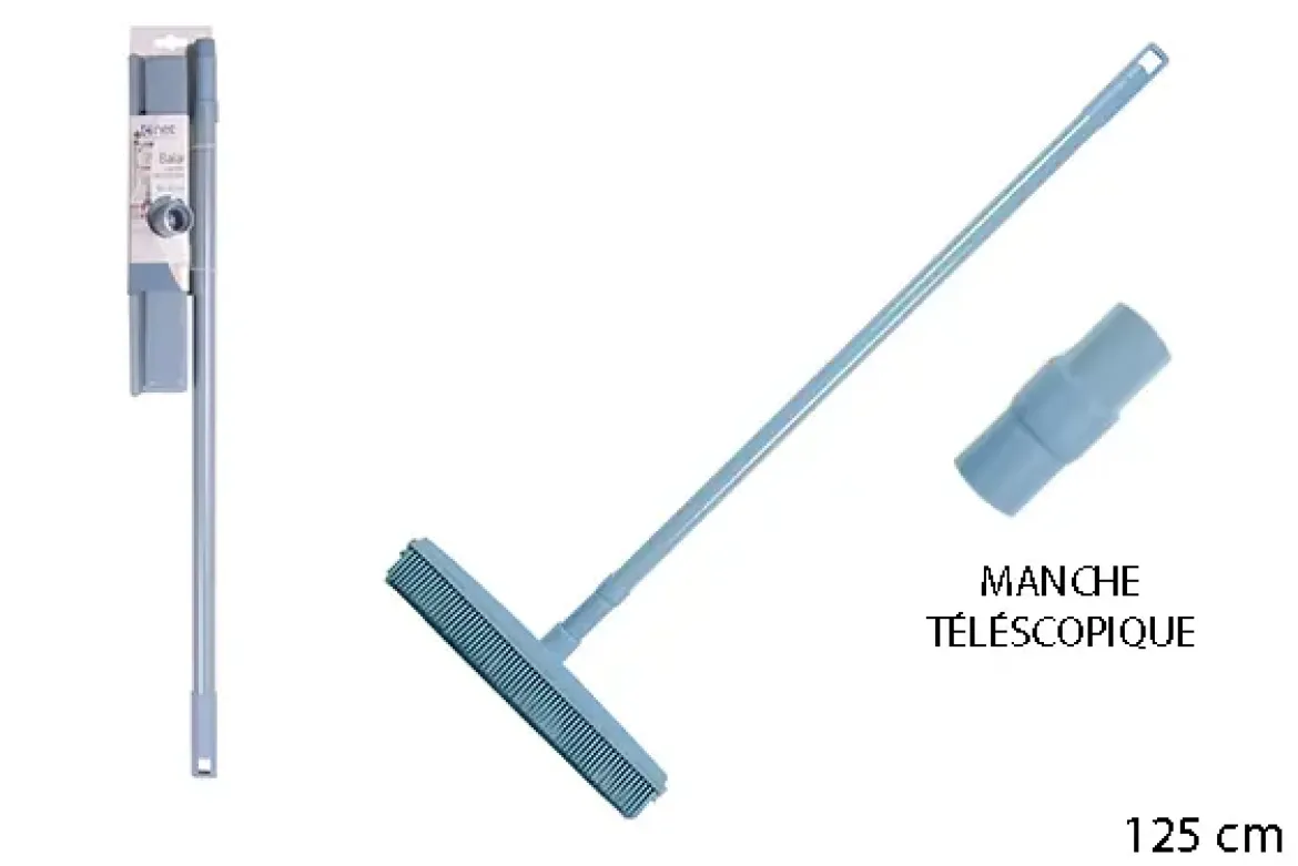 BALAI CAOUTCHOUC BLEU ET MANCHE