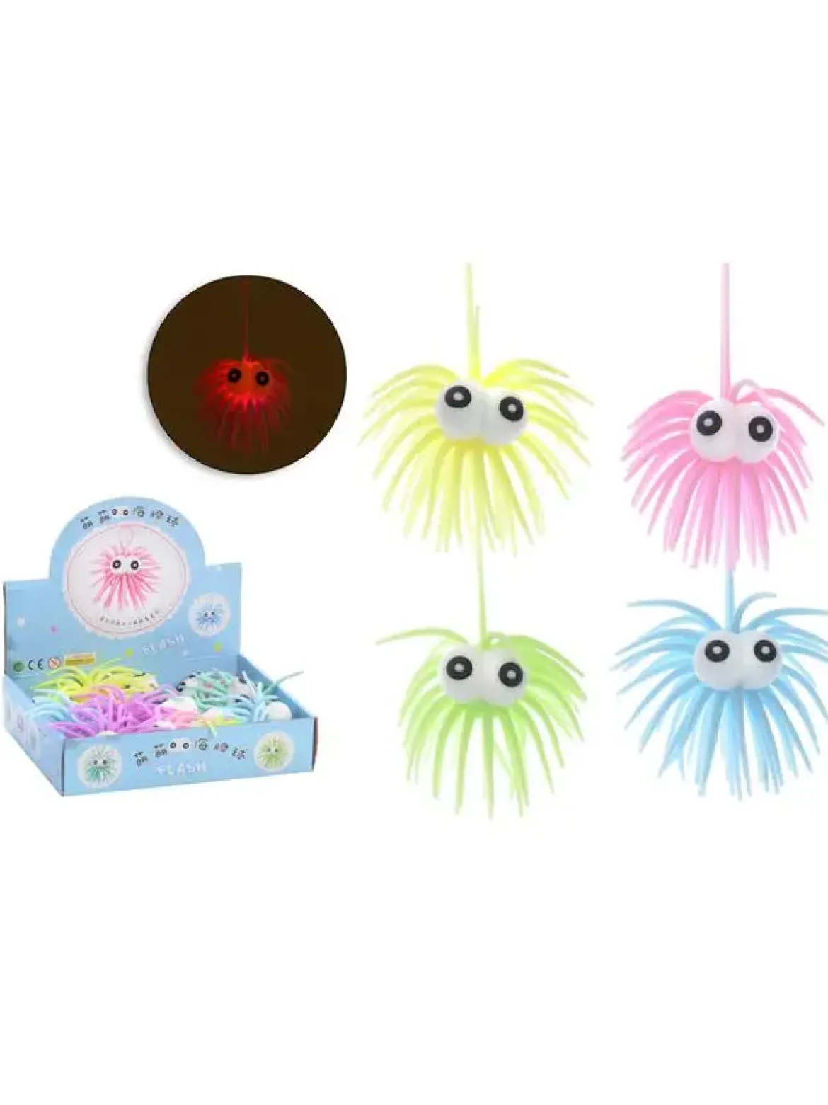 BALLE ANTI STRESS GROS YEUX LONGS POILS D.12CM
