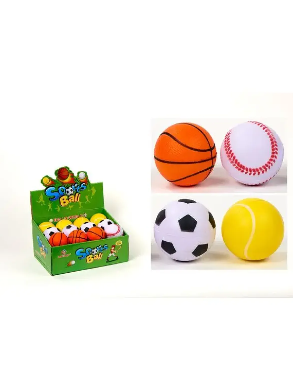 BALLES ANTI STRESS BALLON SPORT 7.5CM 4ASS