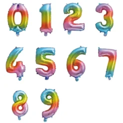 BALLON ALUMINIUM CHIFFRE 35CM ARC EN CIEL