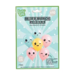 BALLON BAUDRUCHE AVEC STICKER KAWAII X10PCS