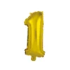 BALLON CHIFFRE 1 METALLISE ALUMINIUM AVEC PAILLE H.40CM OR
