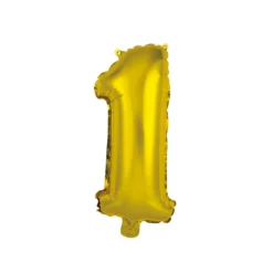 BALLON CHIFFRE 1 METALLISE ALUMINIUM AVEC PAILLE H.40CM OR