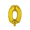BALLON CHIFFRE 0 METALLISE ALUMINIUM AVEC PAILLE H.40CM OR