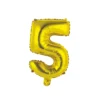 BALLON CHIFFRE 5 METALLISE ALUMINIUM AVEC PAILLE H.40CM OR