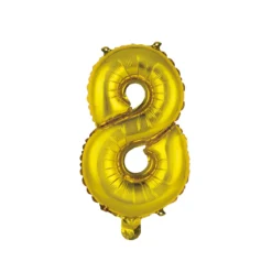 BALLON CHIFFRE 8 METALLISE ALUMINIUM AVEC PAILLE H.40CM OR