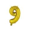 BALLON CHIFFRE 9 METALLISE ALUMINIUM AVEC PAILLE H.40CM OR