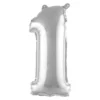 BALLON METAL CHIFFRE 1 H.40CM ARGENT AVEC PAILLE