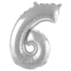 BALLON METAL CHIFFRE 6 H.40CM ARGENT AVEC PAILLE