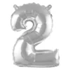 BALLON METAL CHIFFRE 2 H.40CM ARGENT AVEC PAILLE
