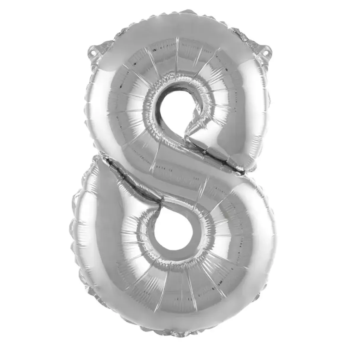 BALLON METAL CHIFFRE 8 H.40CM ARGENT AVEC PAILLE