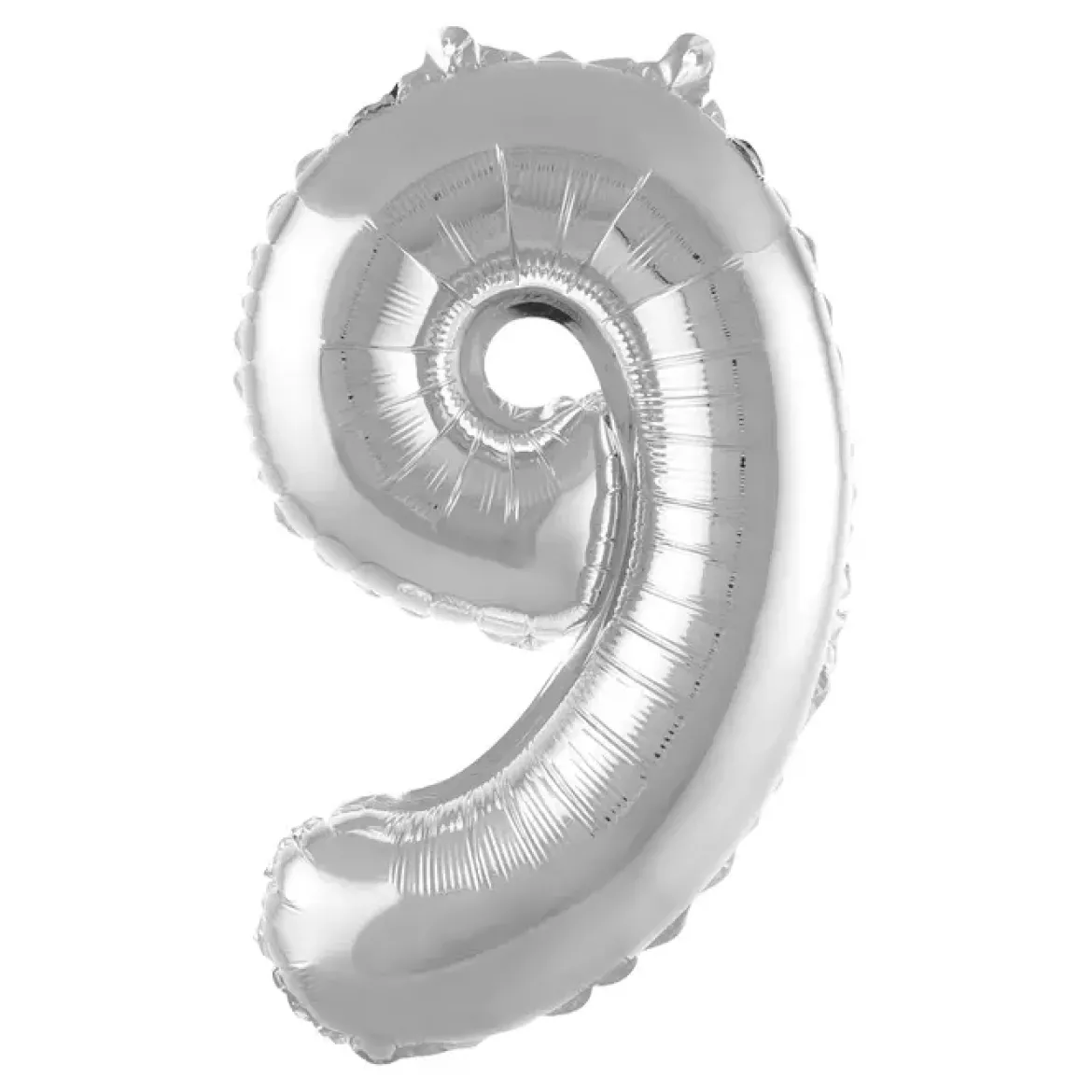 BALLON METAL CHIFFRE 9 H.40CM ARGENT AVEC PAILLE