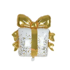 BALLON METALLISE CADEAU AVEC PAILLE H.53CM CONFETTIS OR