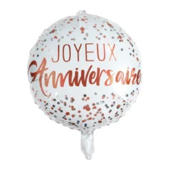 BALLON METALLISE JOYEUX ANNIVERSAIRE D.41CM ROSE GOLD