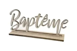 BAPTEME EN BOIS DECORATION SUR SOCLE