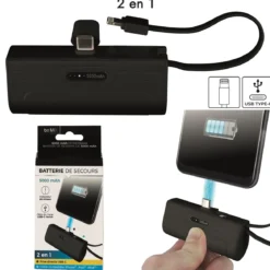 BATTERIE PORT LIGHTNING ET TYPE C 5000MAH