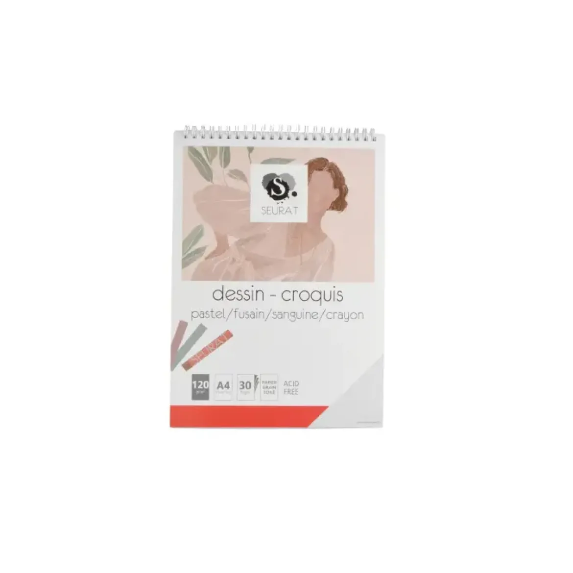 BLOC DESSIN CROQUIS A SPIRALES 30 PAGES 120G A4