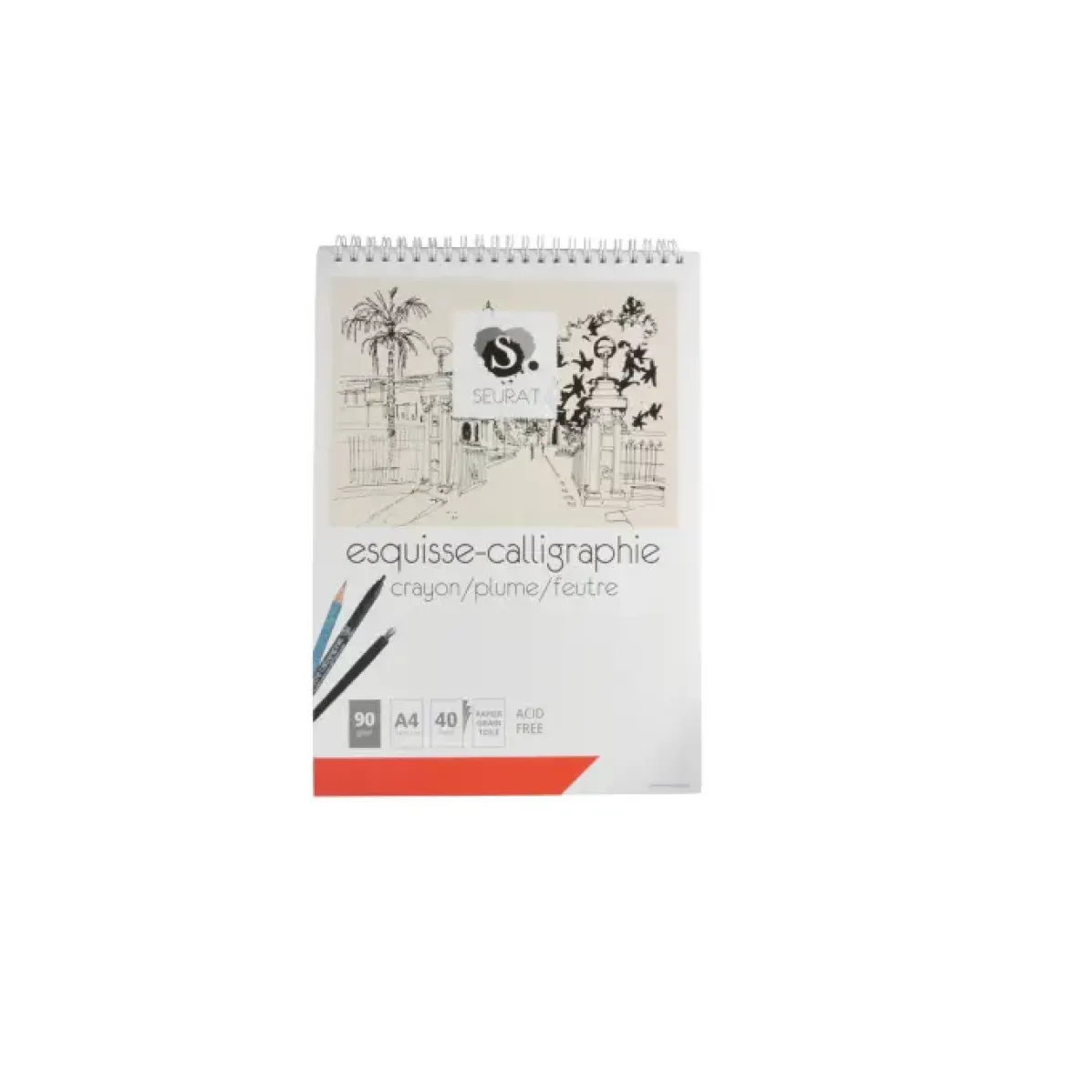 BLOC ESQUISSE CALLIGRAPHIE A SPIRALES 40 PAGES 90G A4