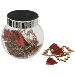 BOCAL FORME BOIS PAILLETTE ROUGE