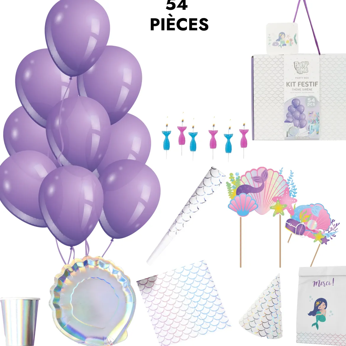 BOITE ANNIVERSAIRE SIRENE 53 PIECES