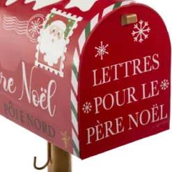 BOITE AUX LETTRES ROUGE METAL H.100CM