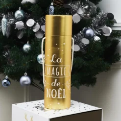 BOITE CADEAU BOUTEILLE NOEL 10X10X35CM