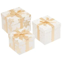 BOITE CADEAU OR BLANC D.13X13X11CM