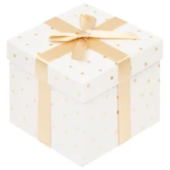 BOITE CADEAU OR BLANC D.13X13X11CM
