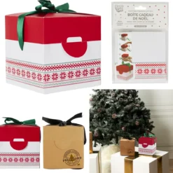 BOITE CADEAU PLIABLE NOEL 13X13CM