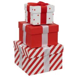 BOITE CADEAU ROUGE ET BLANC D.11X11X9CM