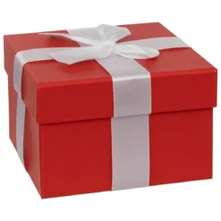 BOITE CADEAU ROUGE ET BLANC D.11X11X9CM