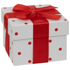 BOITE CADEAU ROUGE ET BLANC D.15X15X12CM