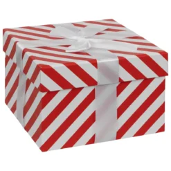BOITE CADEAU ROUGE ET BLANC D.13X13X11CM