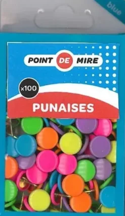 BOITE DE 100 PUNAISES COULEUR