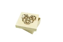 BOITE EN BOIS DECOUPE ORIGAMI COEUR 11.3X11.3X5CM