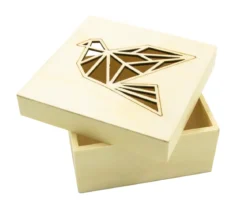 BOITE EN BOIS DECOUPE ORIGAMI OISEAU 11.3 X 11.3 X 5CM