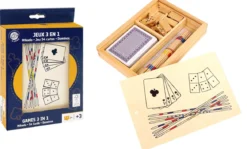 BOITE JEUX BOIS 3 EN 1 MIKADO DOMINO 54 CARTES