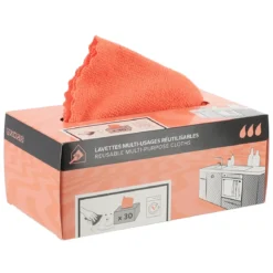 BOITE 30 LAVETTES MICROFIBRE CUISINE CORAIL